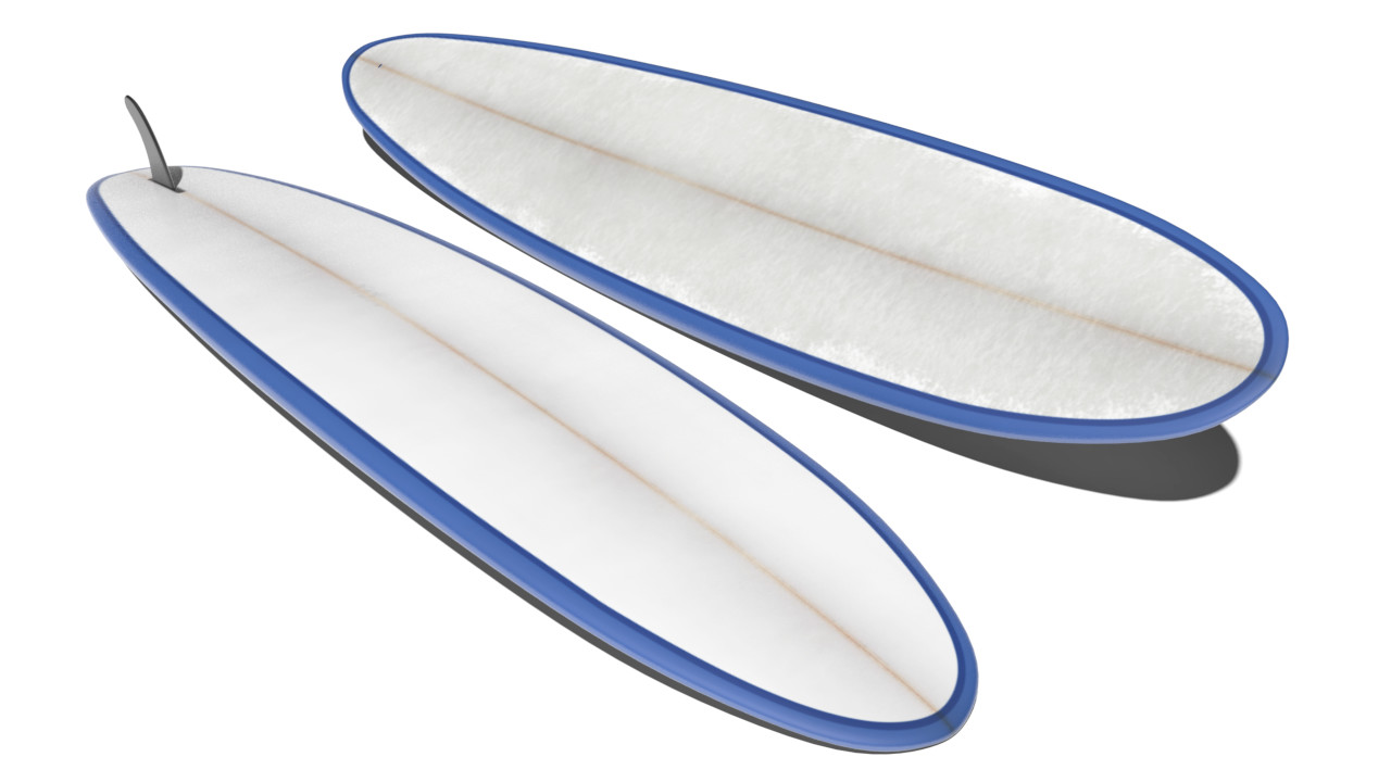 Longboard Surfboard Model Textured