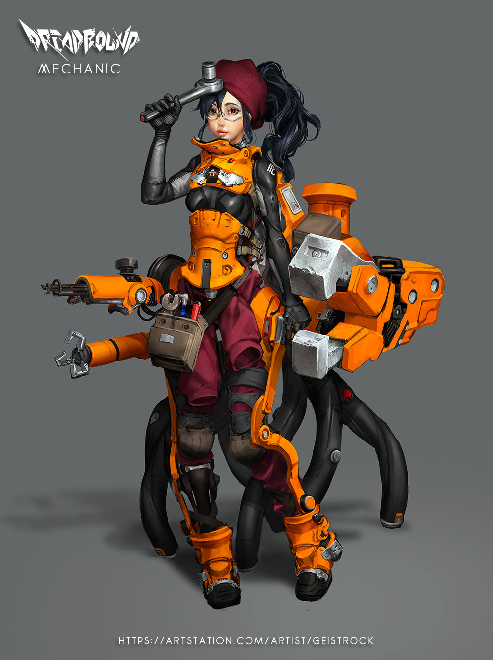 Conceptual render of Mechanic character for Dreadbound board game.