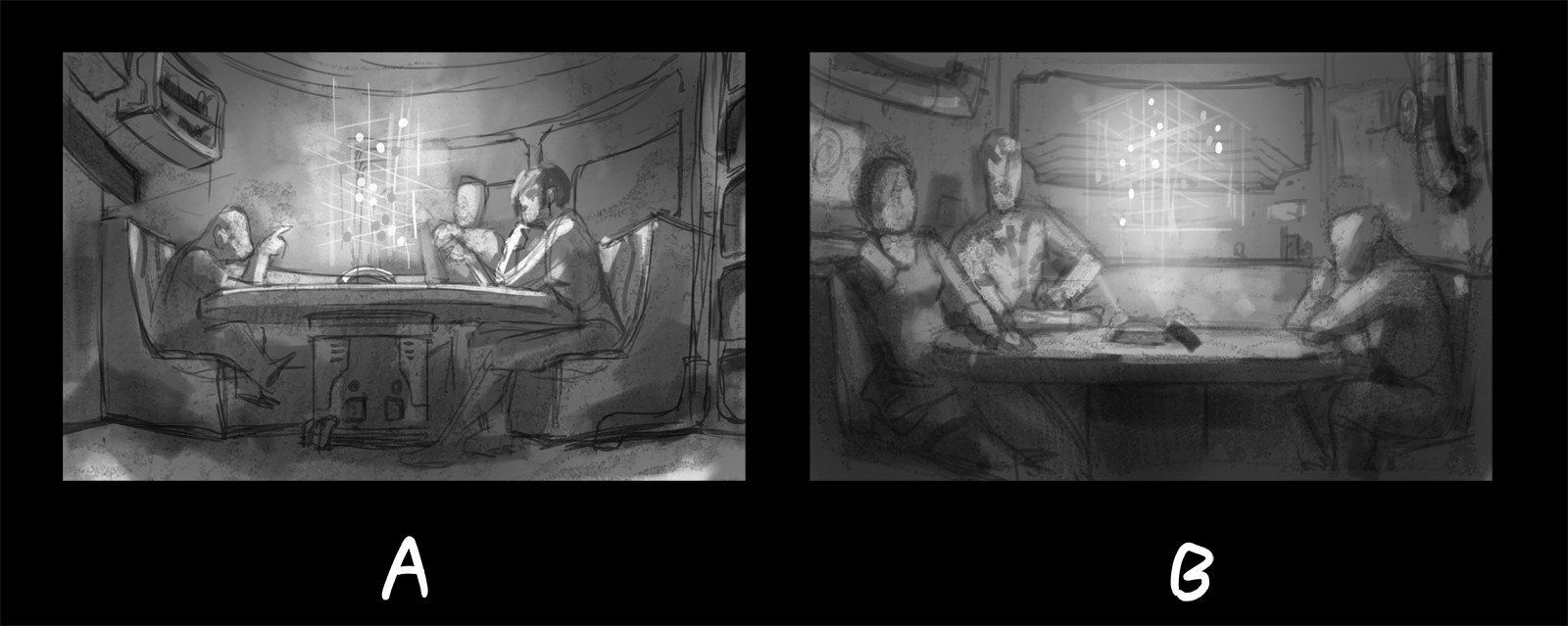 Initial ideation, distilled down from ~40 quick thumbs.
