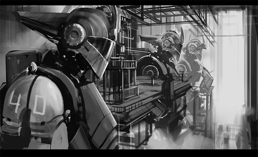 Artstation Initial Mood Robot Factory Greg Frizzell