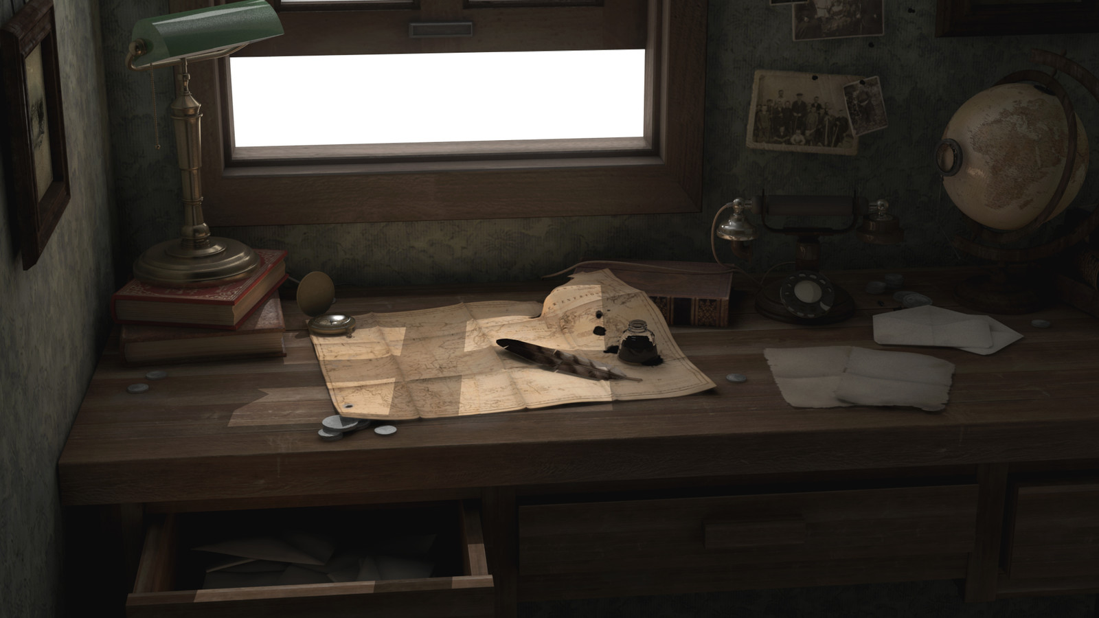 3D Explorer's Desk Final Rendering