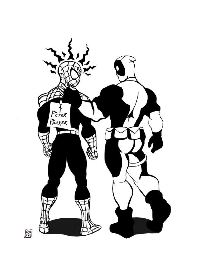 how to draw deadpool and spiderman