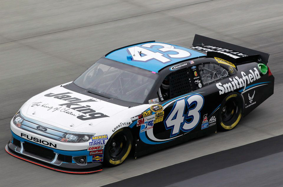 The #43 Smithfield Ford shares sponsorship with JaniKing during the June 3rd event at Dover International Speedway. (Photo credit: Troy Y. at Richard Petty Motorsports)