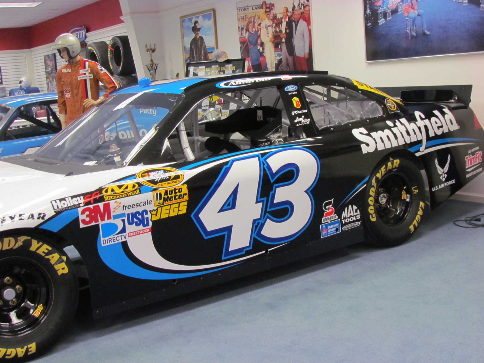 The 2012 #43 car as it sits in the Richard Petty Museum of Randleman, North Carolina. Photo courtesy of Larry Laney and Bonnie Davis; Richard Pettty Museum staff
