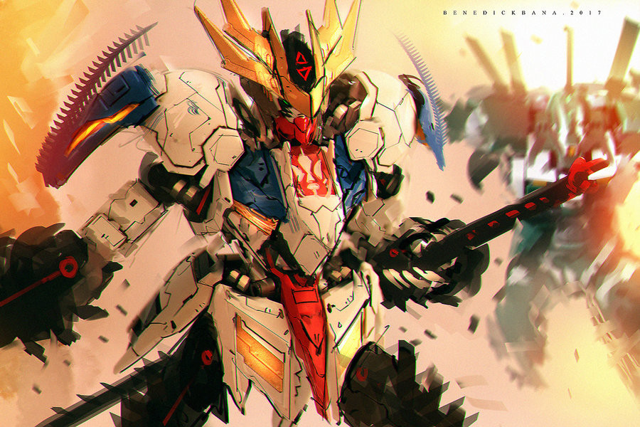 Fan Art IBO Gundam Barbatos Lupus Rex Sword Mode.