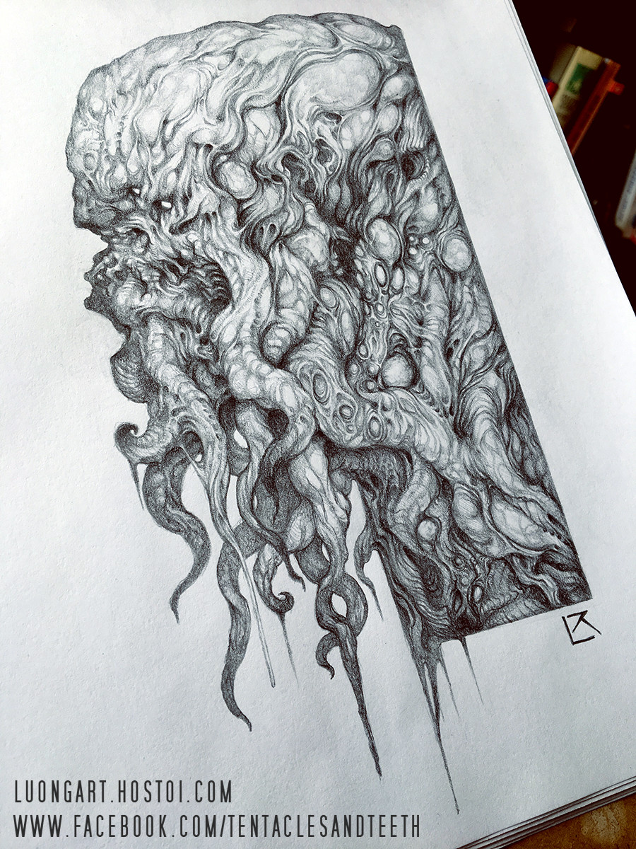 Artstation Cthulhu Pencil Drawing Richard Luong
