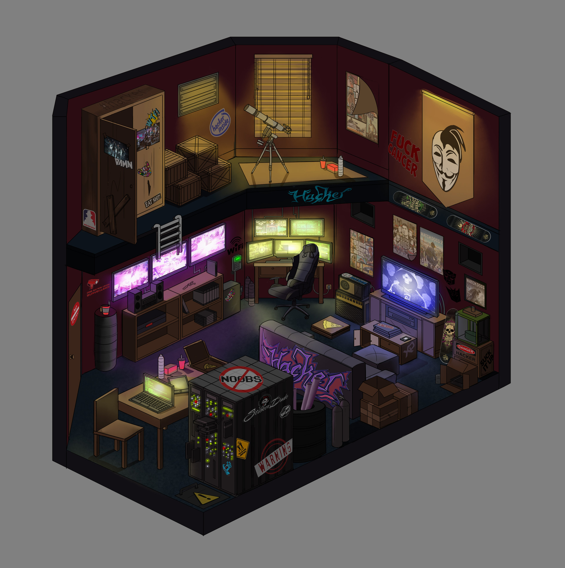 ArtStation hacker room, Liew Vinson