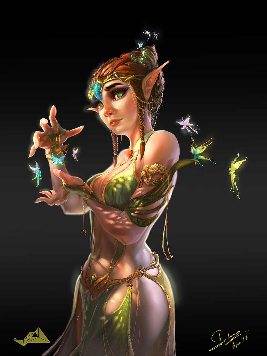 Artstation Female Elf Fantasy Character Illustration Design Arijit Sarkar,Crowntail Betta Black Orchid