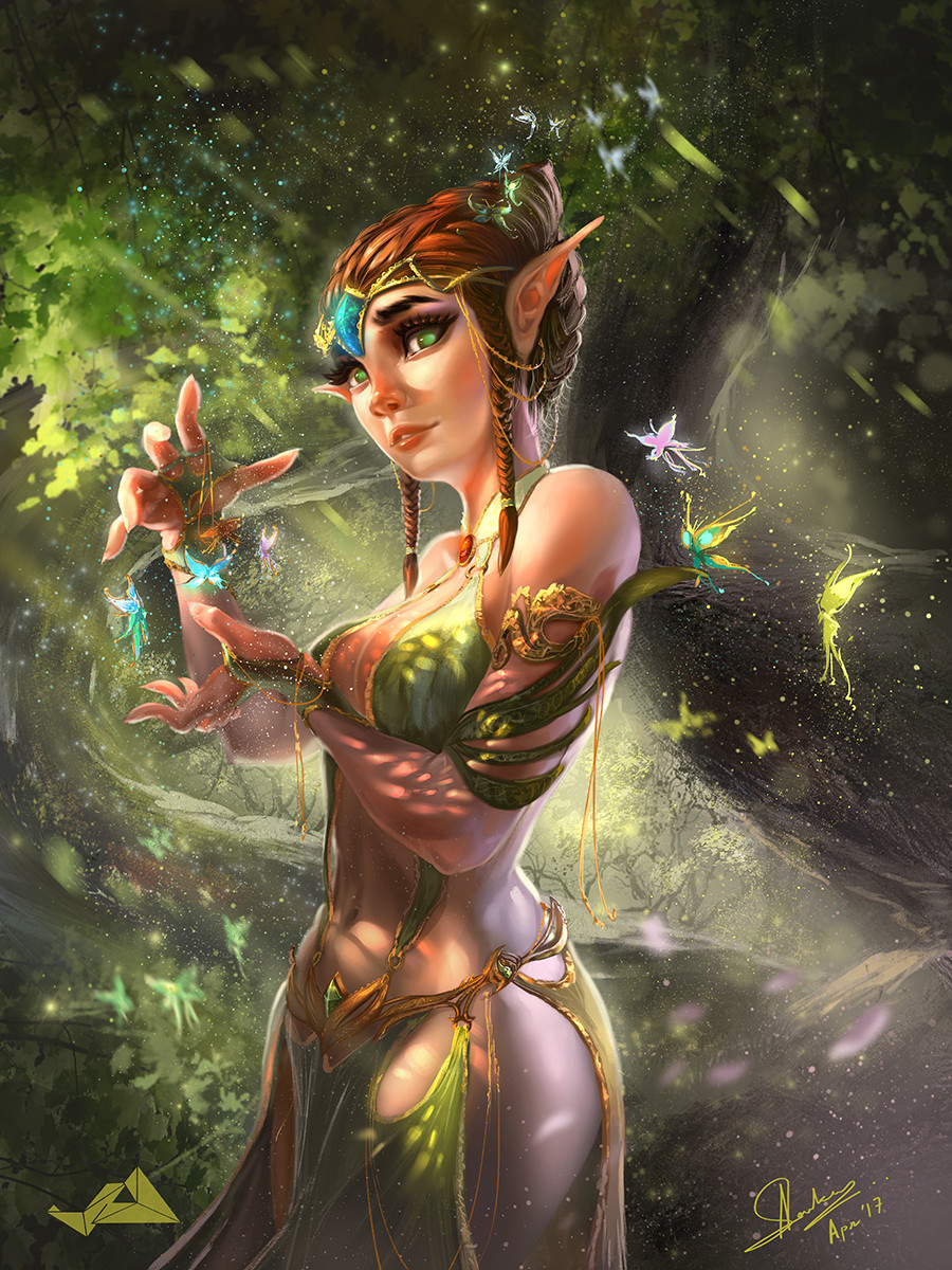 Artstation Female Elf Fantasy Character Illustration