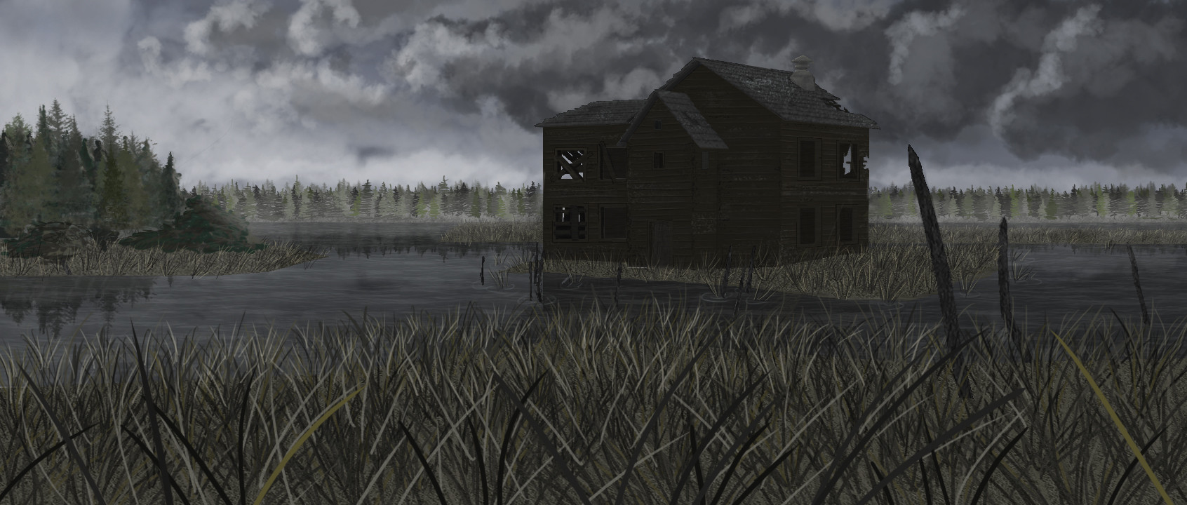 Artstation Horror House Matte Painting 3d Celia Csn