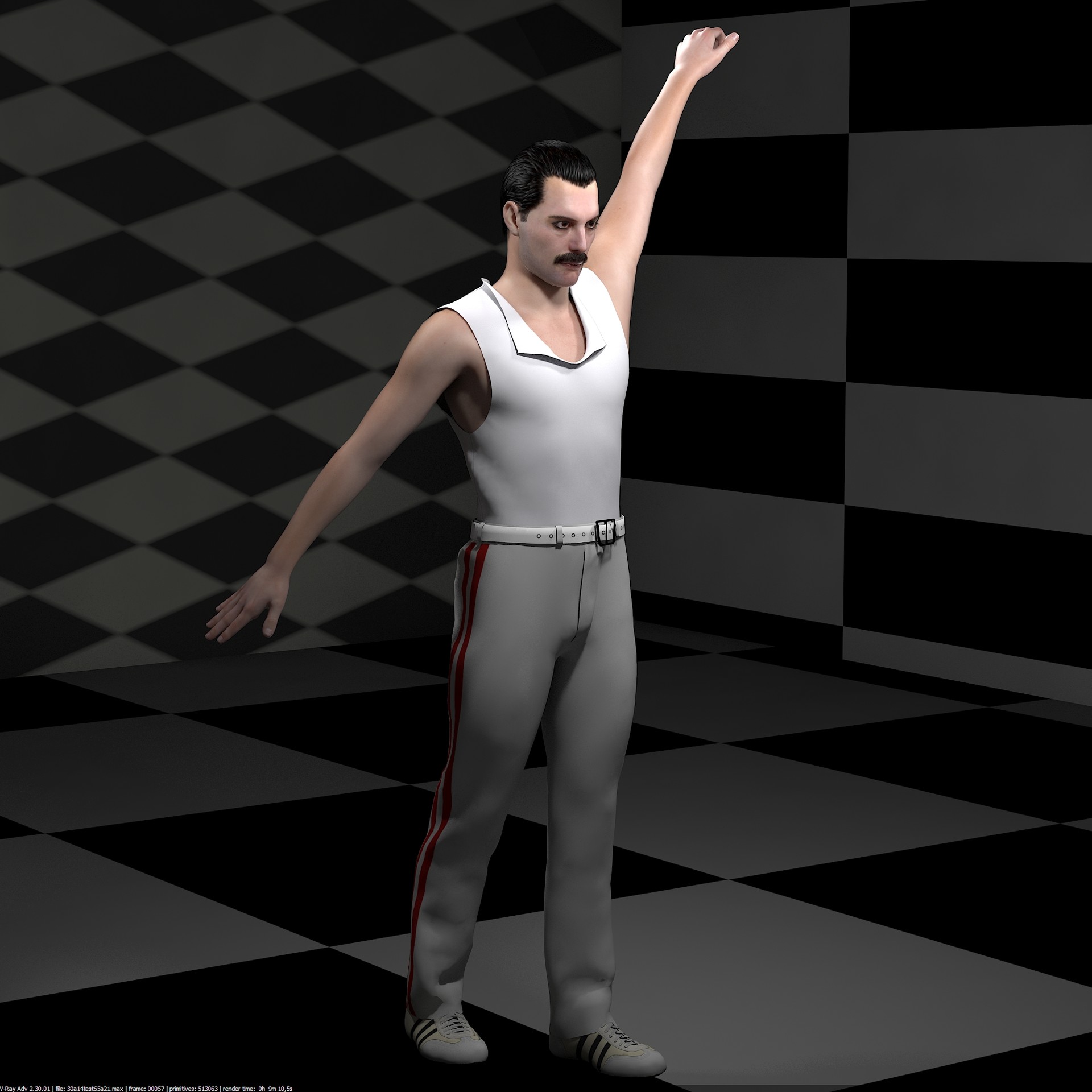 Artstation 3d Model Of Freddie Mercury Singer Rigged And