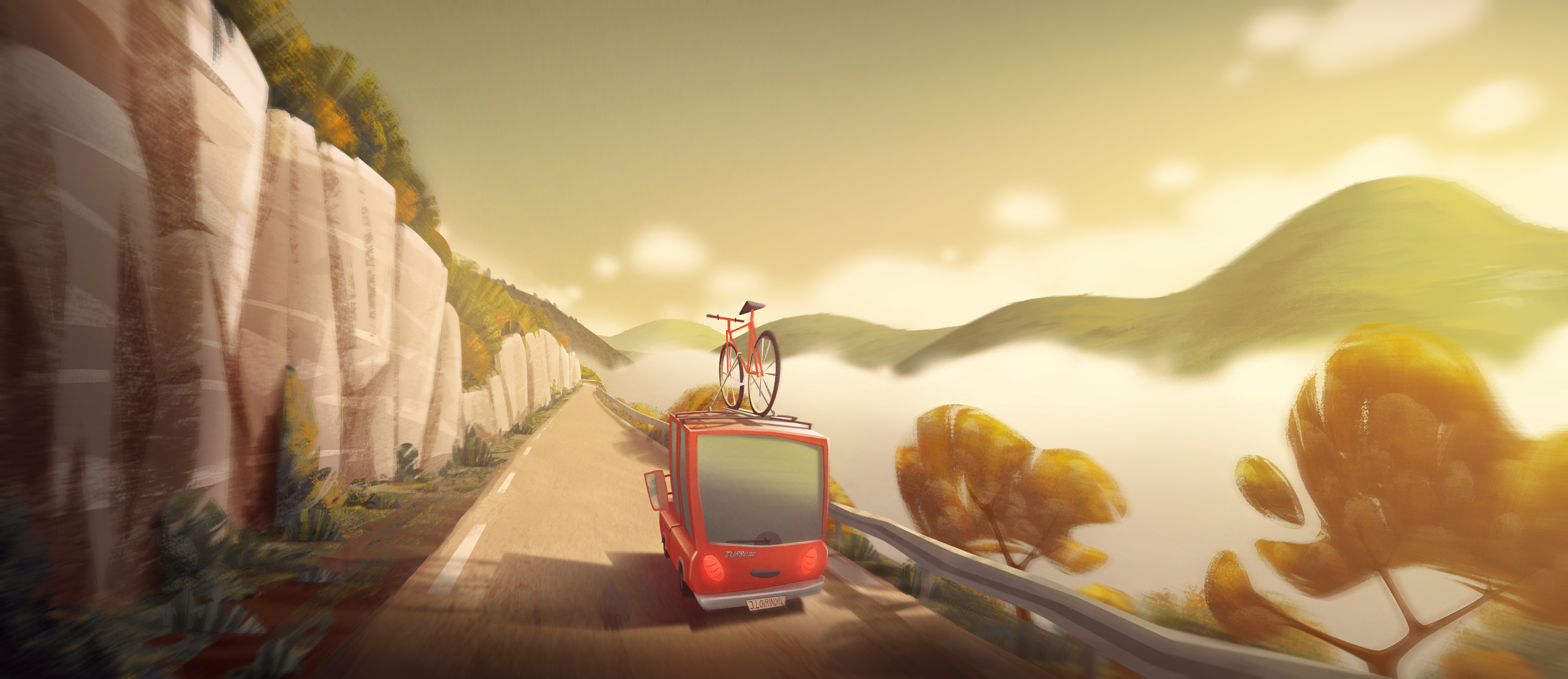 Inspired by a foggy road in Norway on Google Streetview - Photoshop