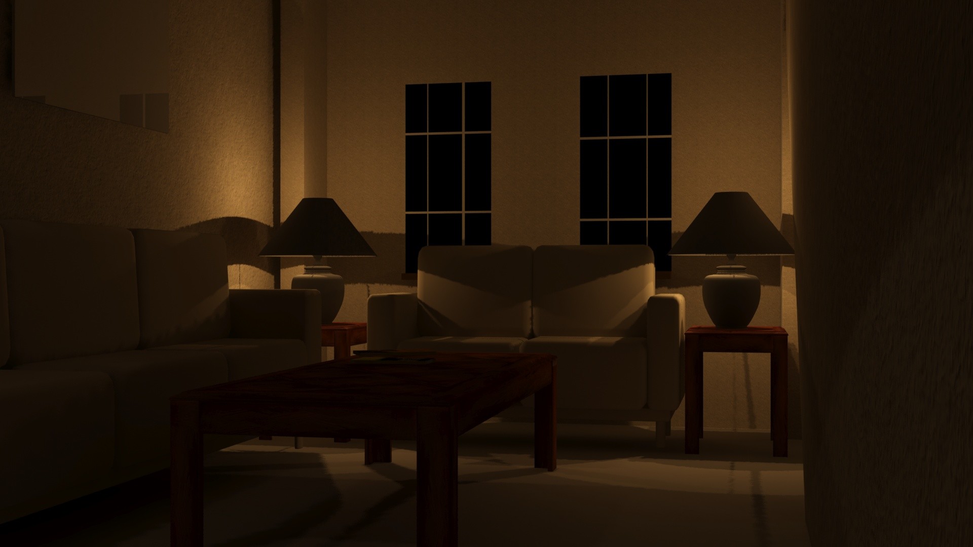 ArtStation  living room, interior, night scene , Joe Matteis