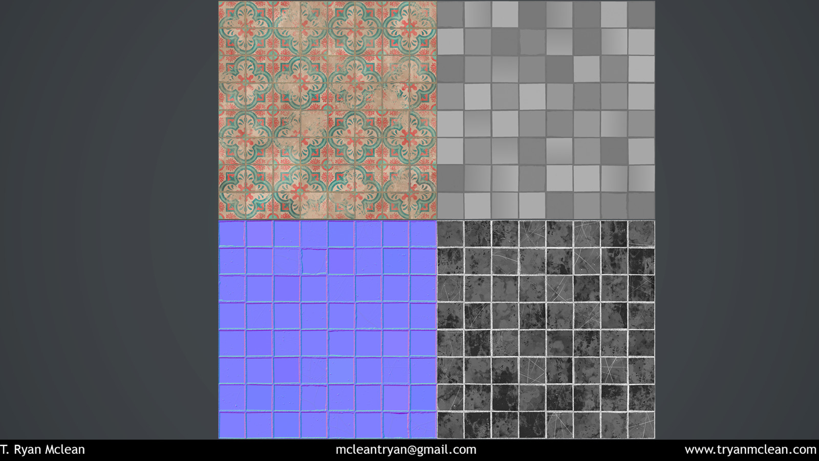 Cuban-inspired Wall tile texture flats. Albedo, Height, Normal and Roughness.