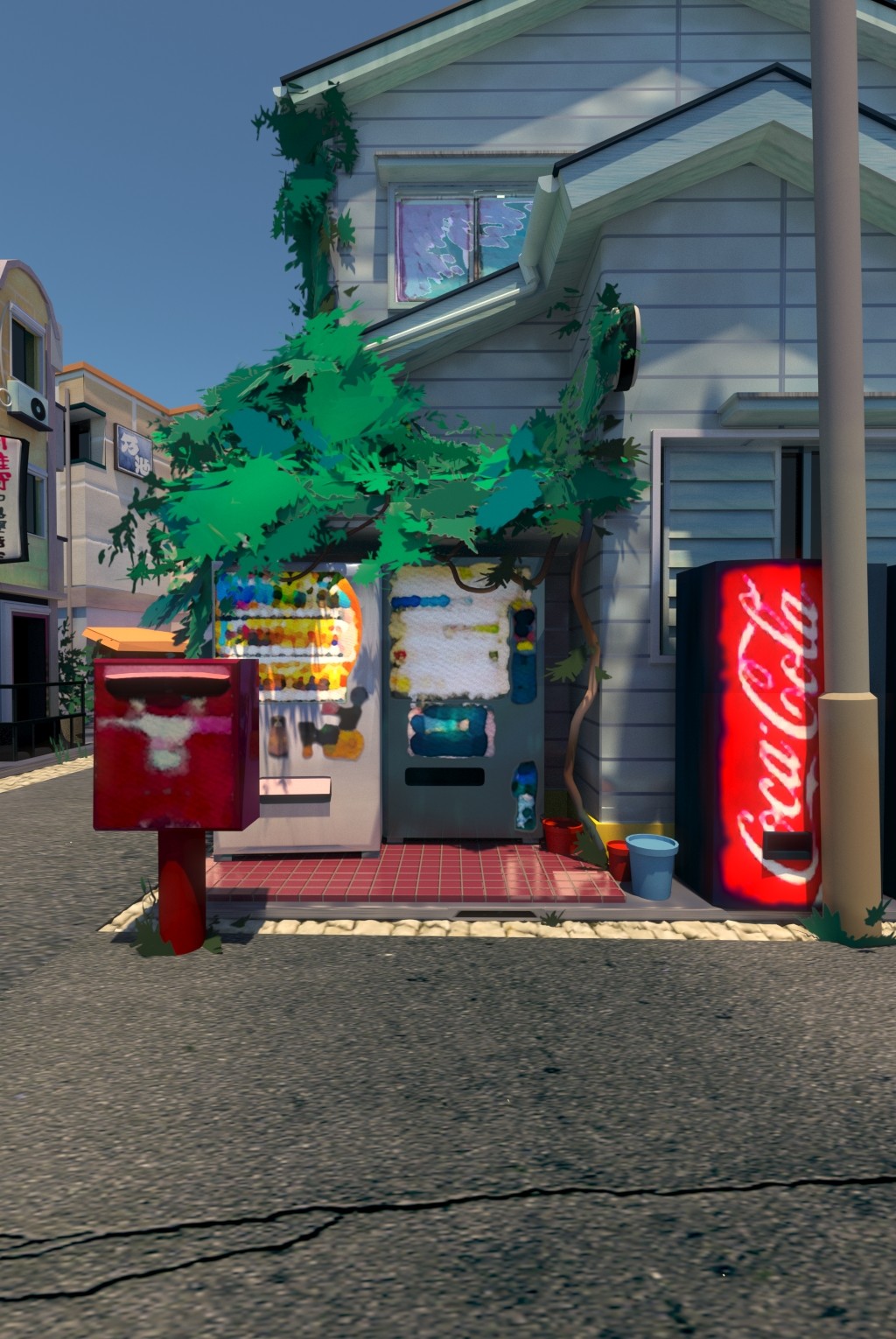 artstation japanese street 3d