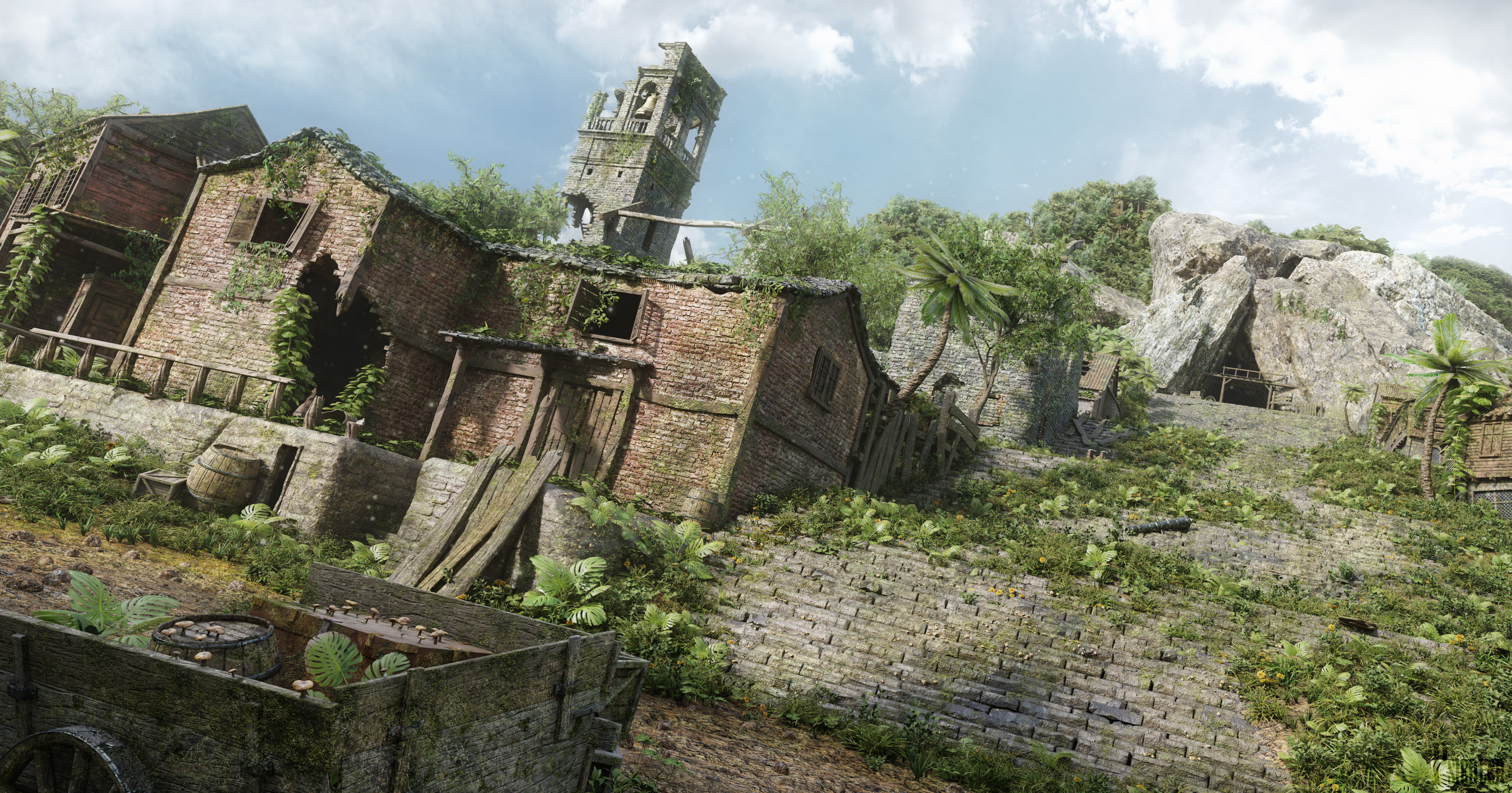 Abandoned village reclamation. Uncharted 4 environment. Uncharted дом. Места из игр. Дом из Uncharted 4.