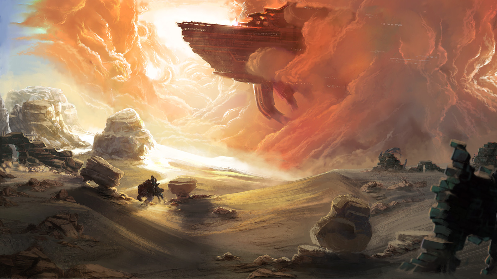 Final painting of a futuristic white desert.