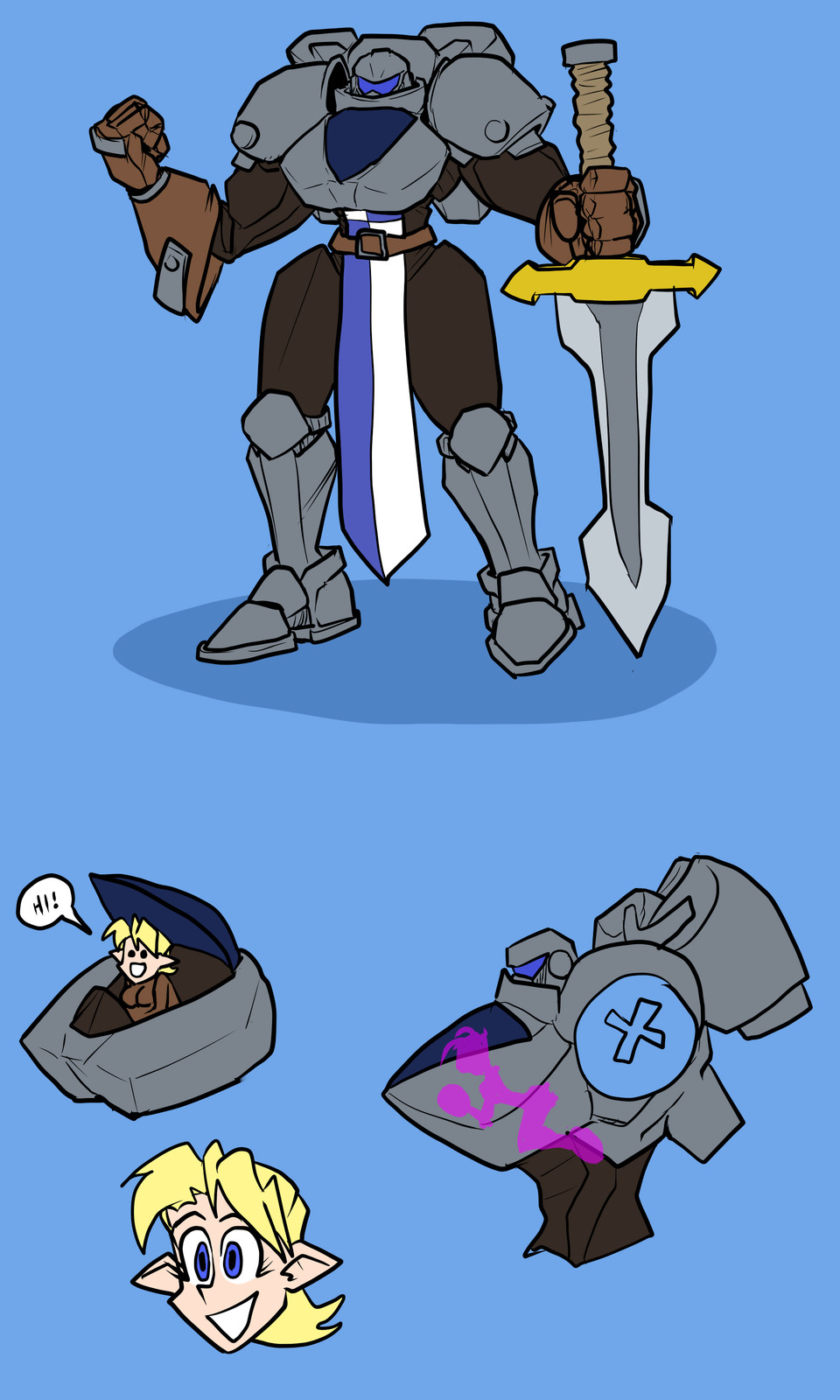I actually did this one for a join-in contest (draw your character in knight armor).  Oddly for being an OOC funsie, I've actually kept most of these changes and mods (save the sword).  Colors still don't fit though.