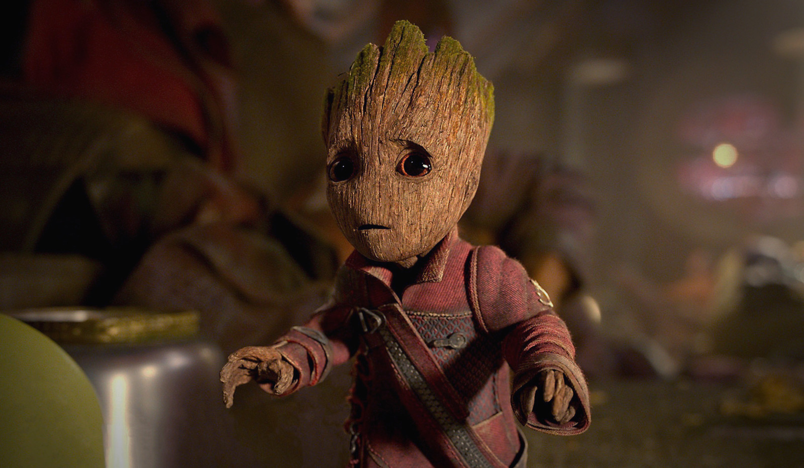 Medium shot of Baby Groot's costume