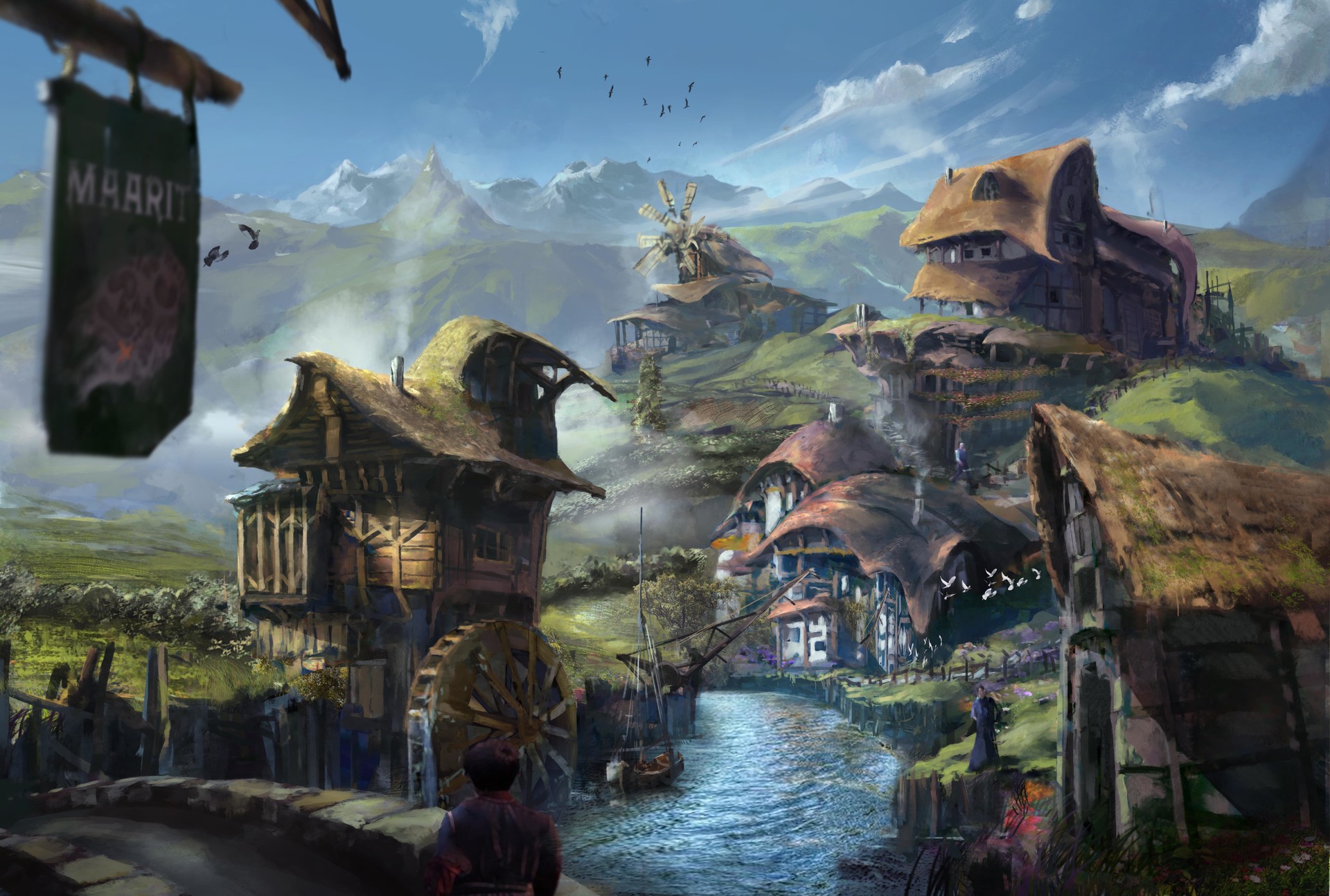 ArtStation - Fantasy Fishing village and town centre for Indie game