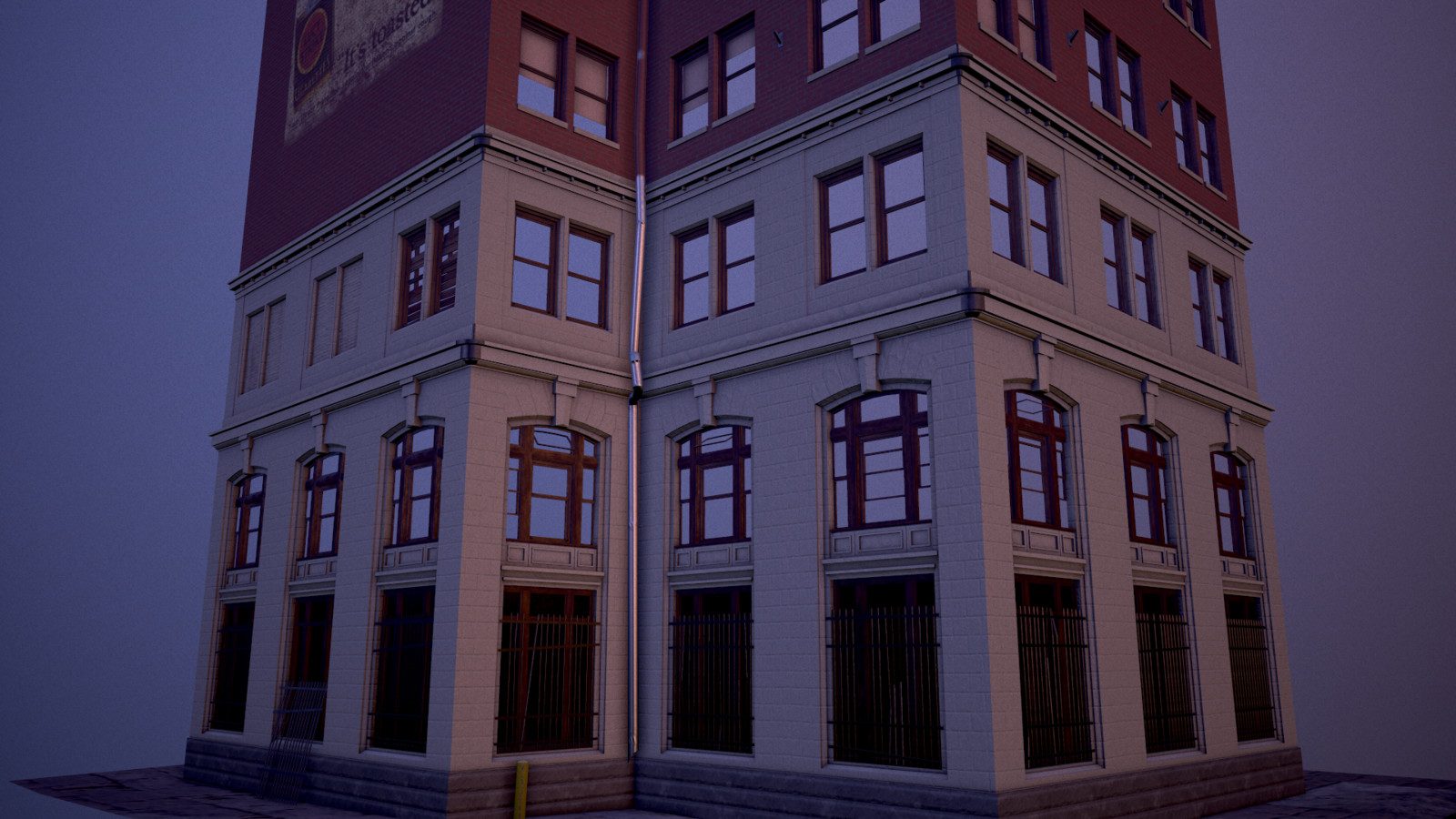 Street-view of the building, rendered in Marmoset Toolbag
