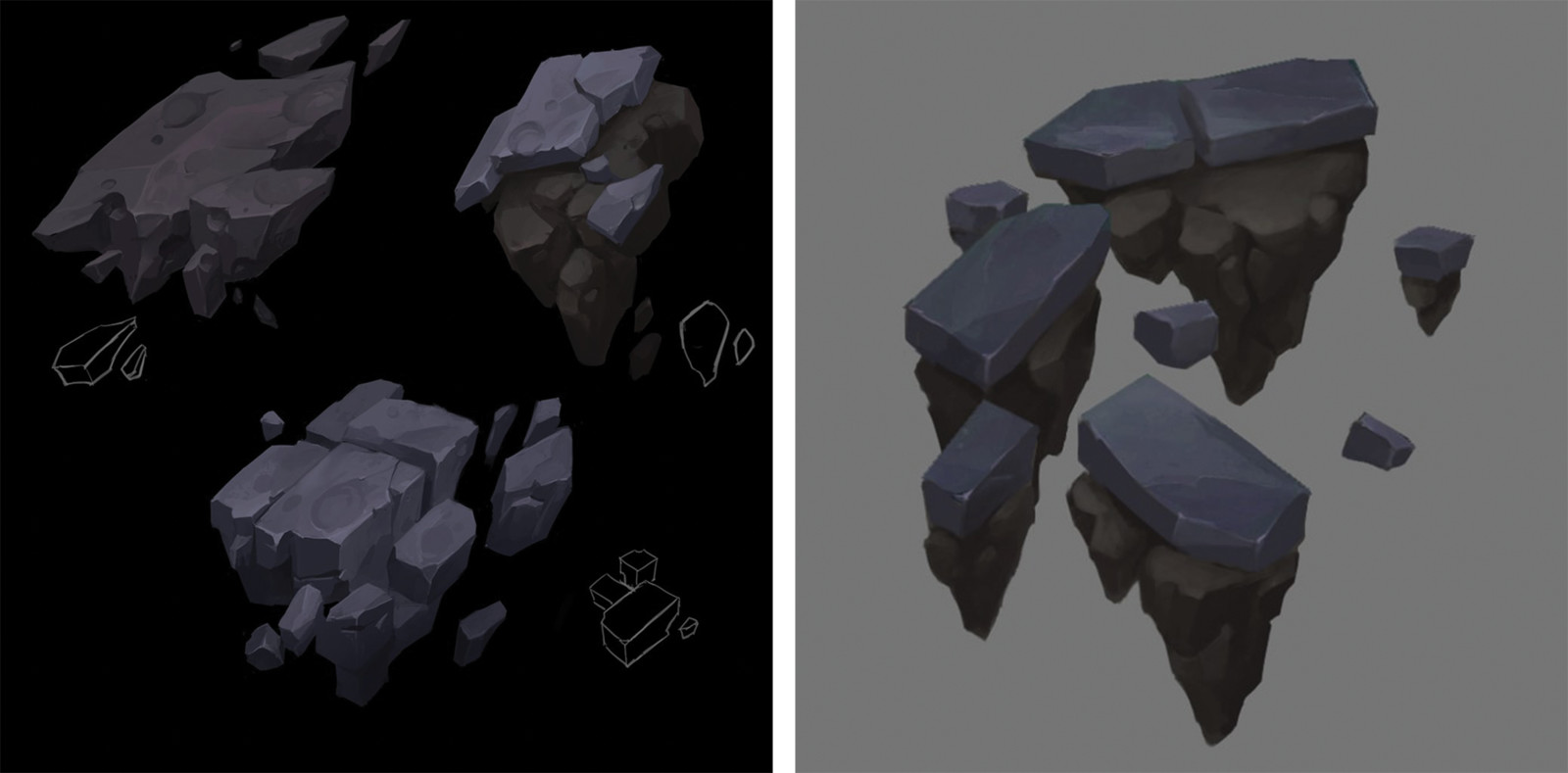 Rock chunk style guide + some 2.5D rock components
