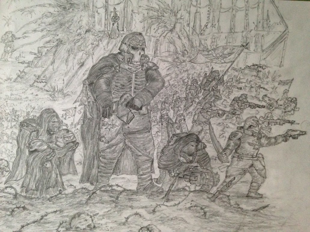 Artstation Warhammer 40 000 Death Korps Of Krieg Quartermaster And Retinue City Siege Kristoffer Johansen