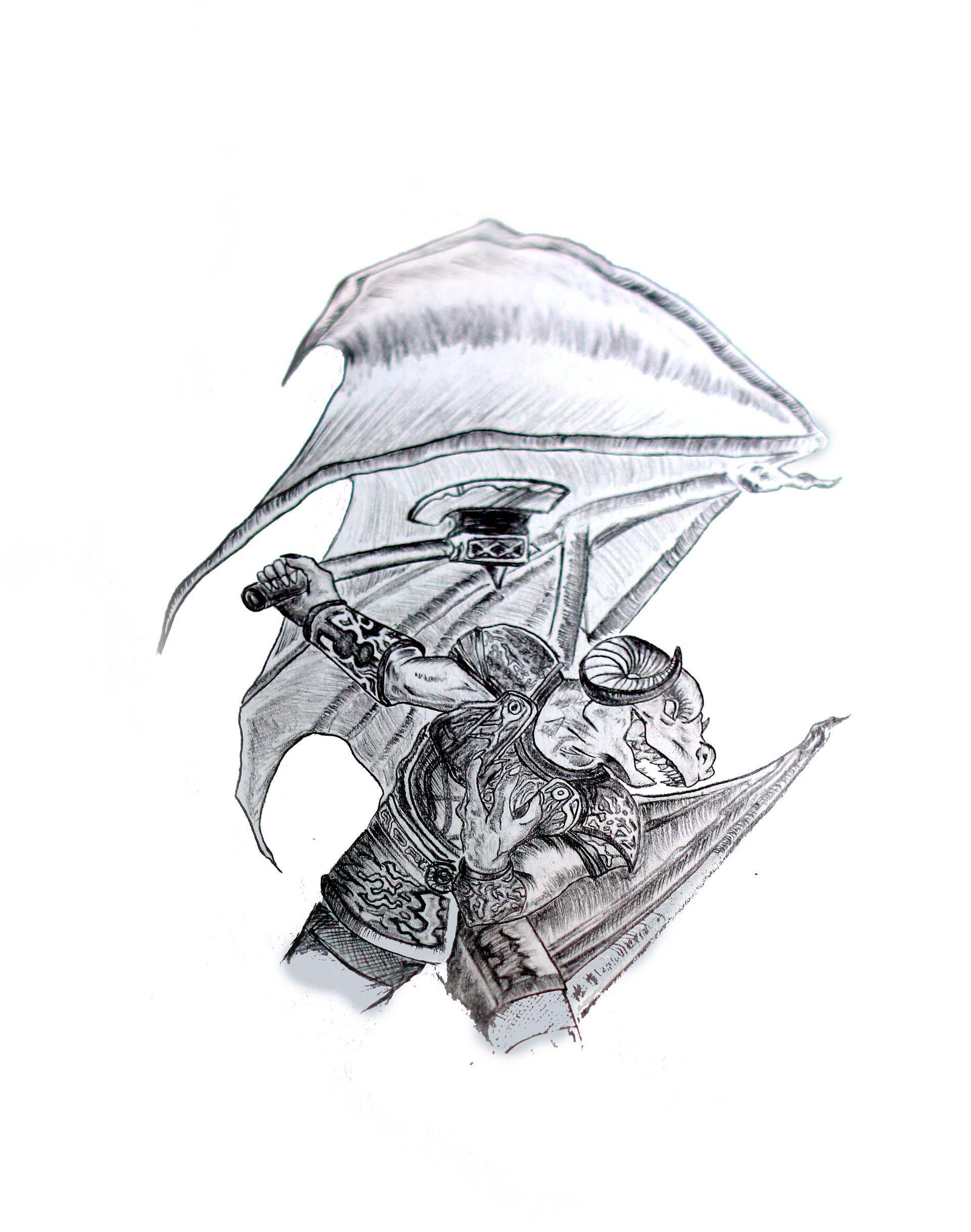 Artstation Draconian Pencil Drawing Ogeday Celik
