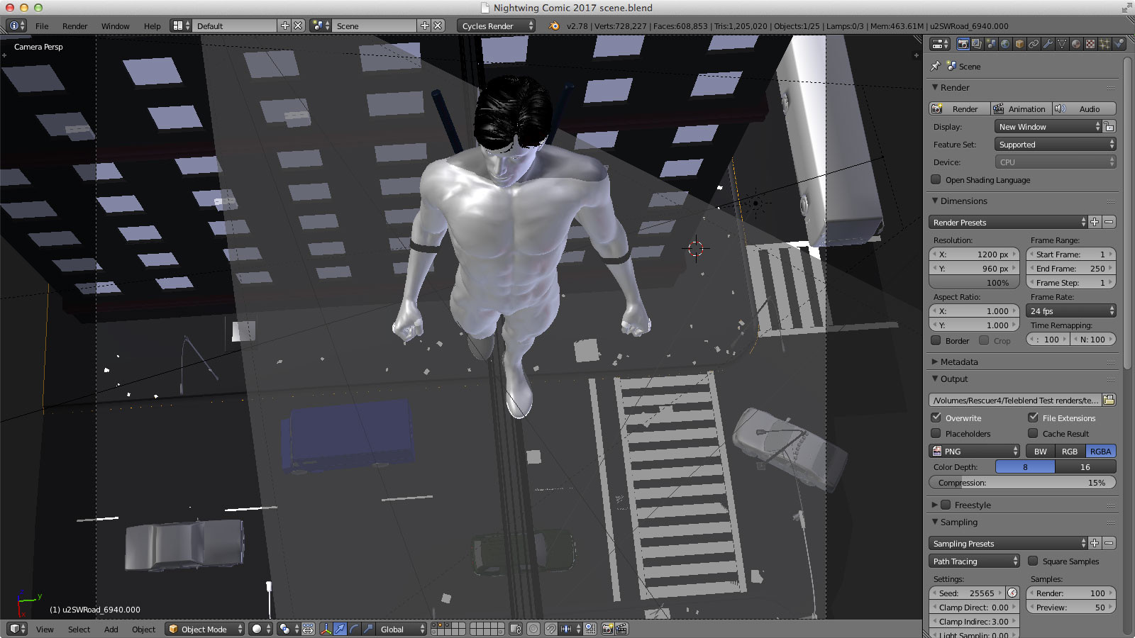 The scene in Blender