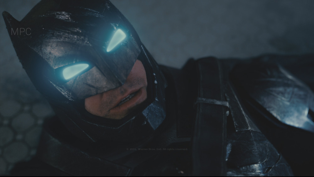 Responsible for Batman Look Development and Shot Lighting.  Full CG Batman except face and helmet in this shot.