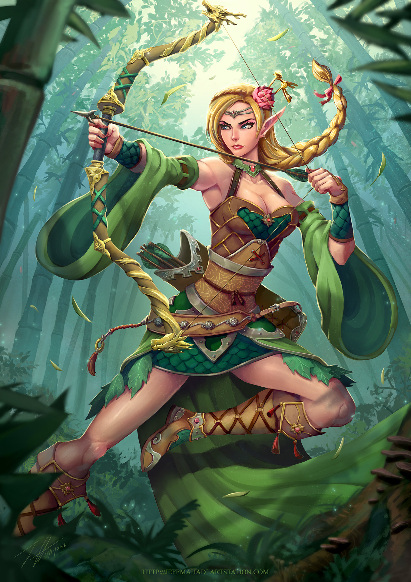 wallpapers Female Elf Archer Art female elven archer jeff mahadi