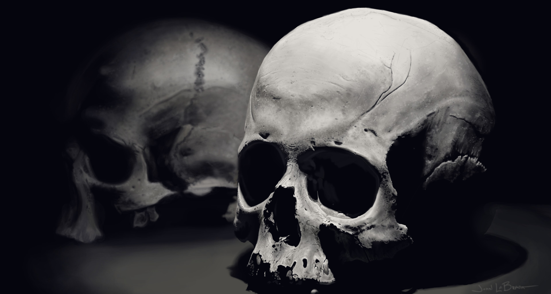 Artstation Photoshop Digital Painting Black And White Skulls