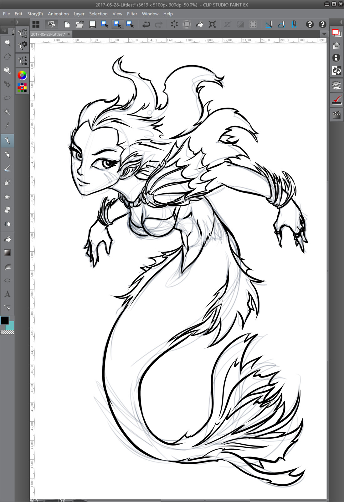 03 - Inking over the rough lines