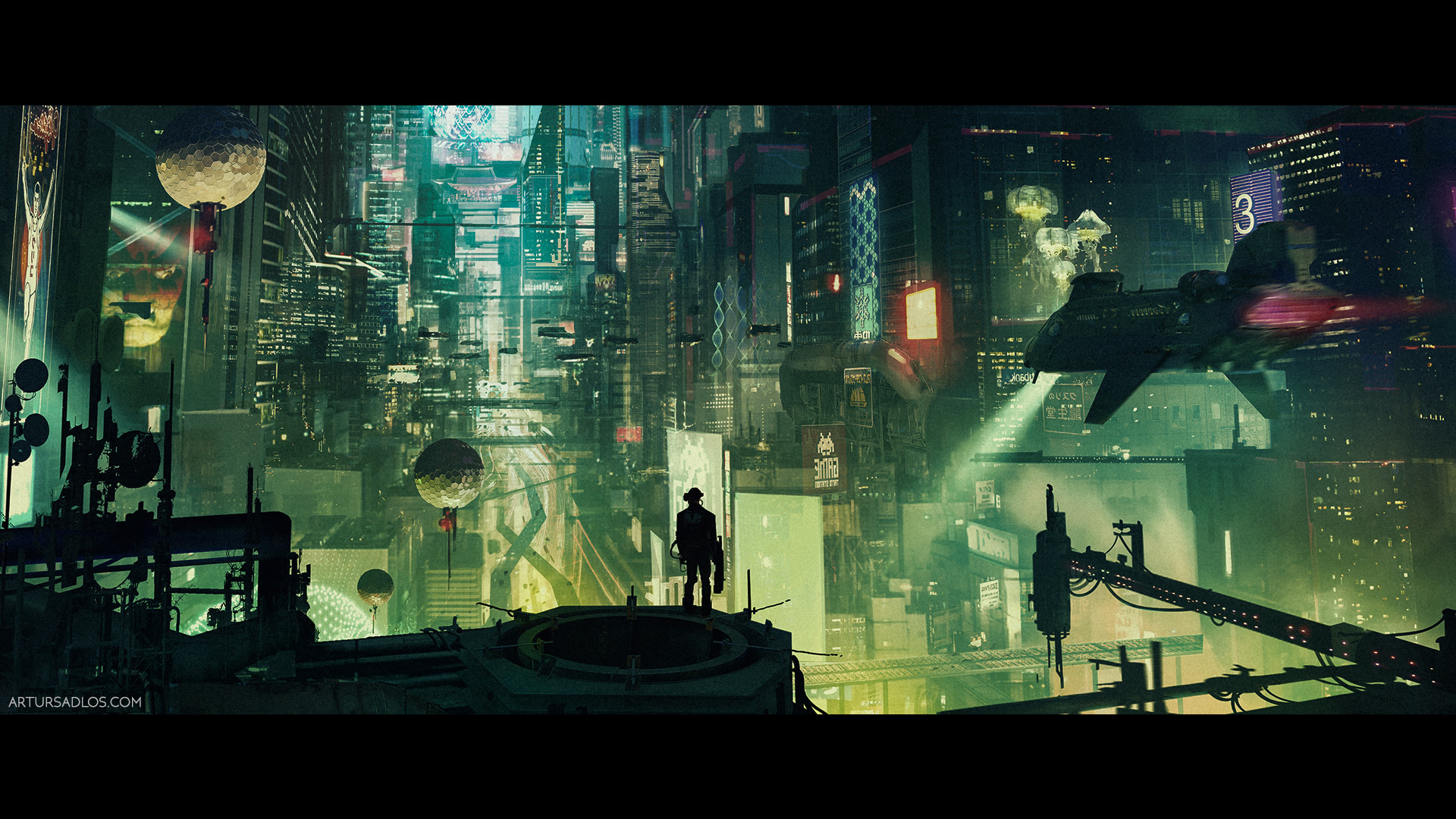 ArtStation - Commission Cyberpunk City With Nature Elements