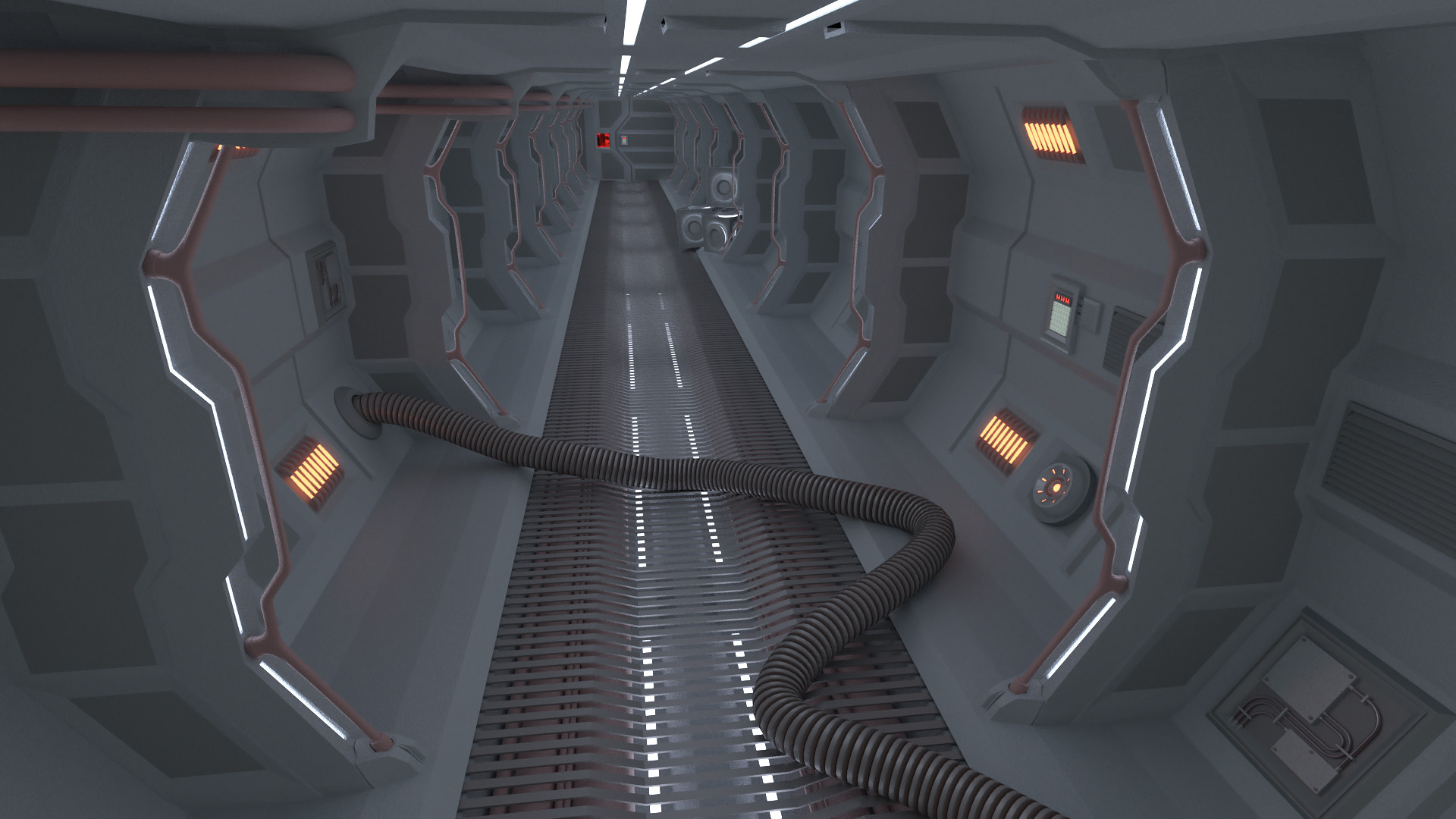 Artstation Spaceship Corridor Victor Kozlovskiy