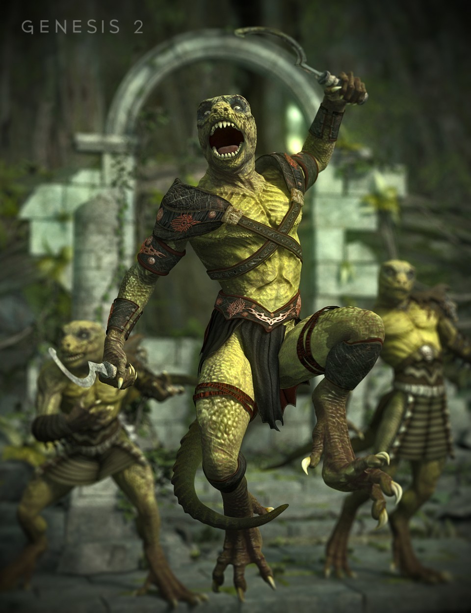 ArtStation Tribal Warrior for DAZ3D Reptilian 6