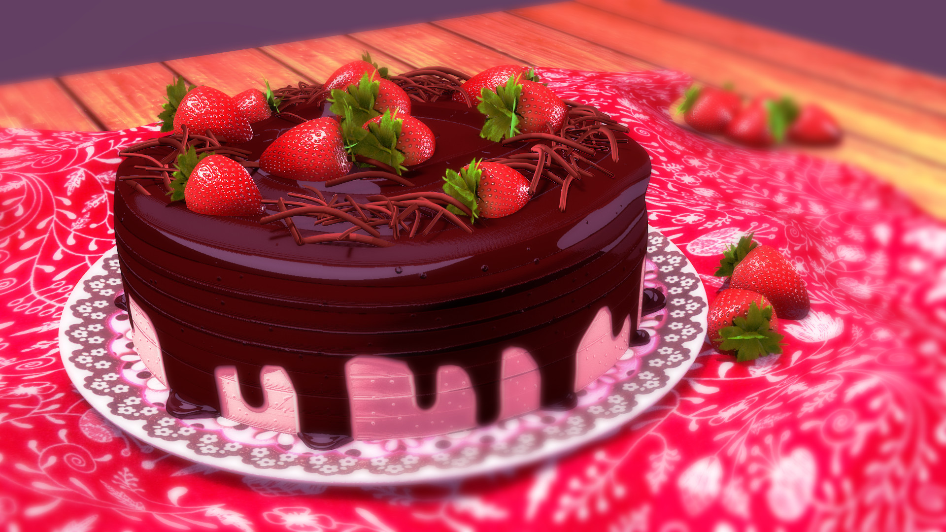 ArtStation - strawberry cake with chocolate - Torta de Morango com ...