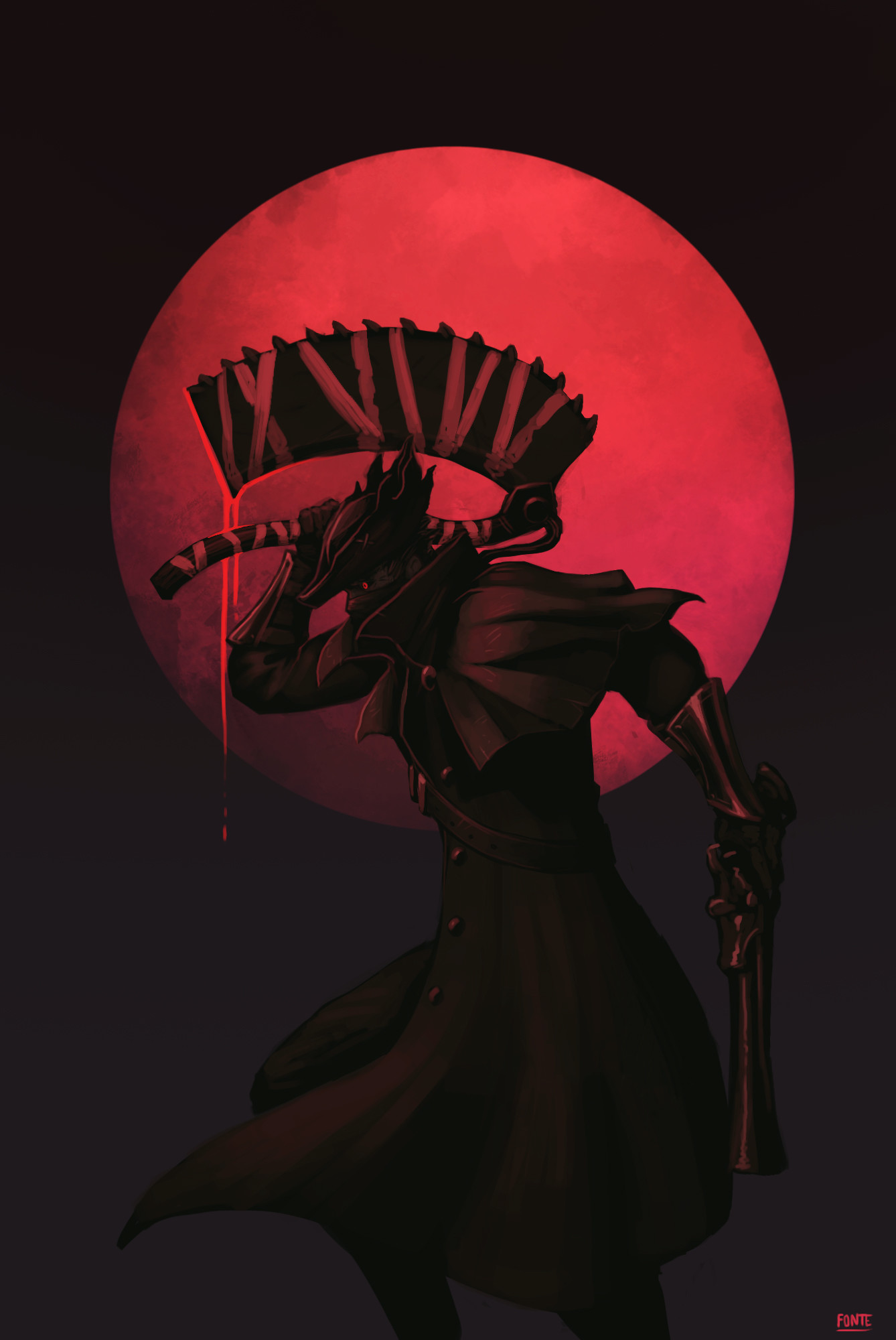 ArtStation - Blood Moon Over Yharnam, image size:1338x2000