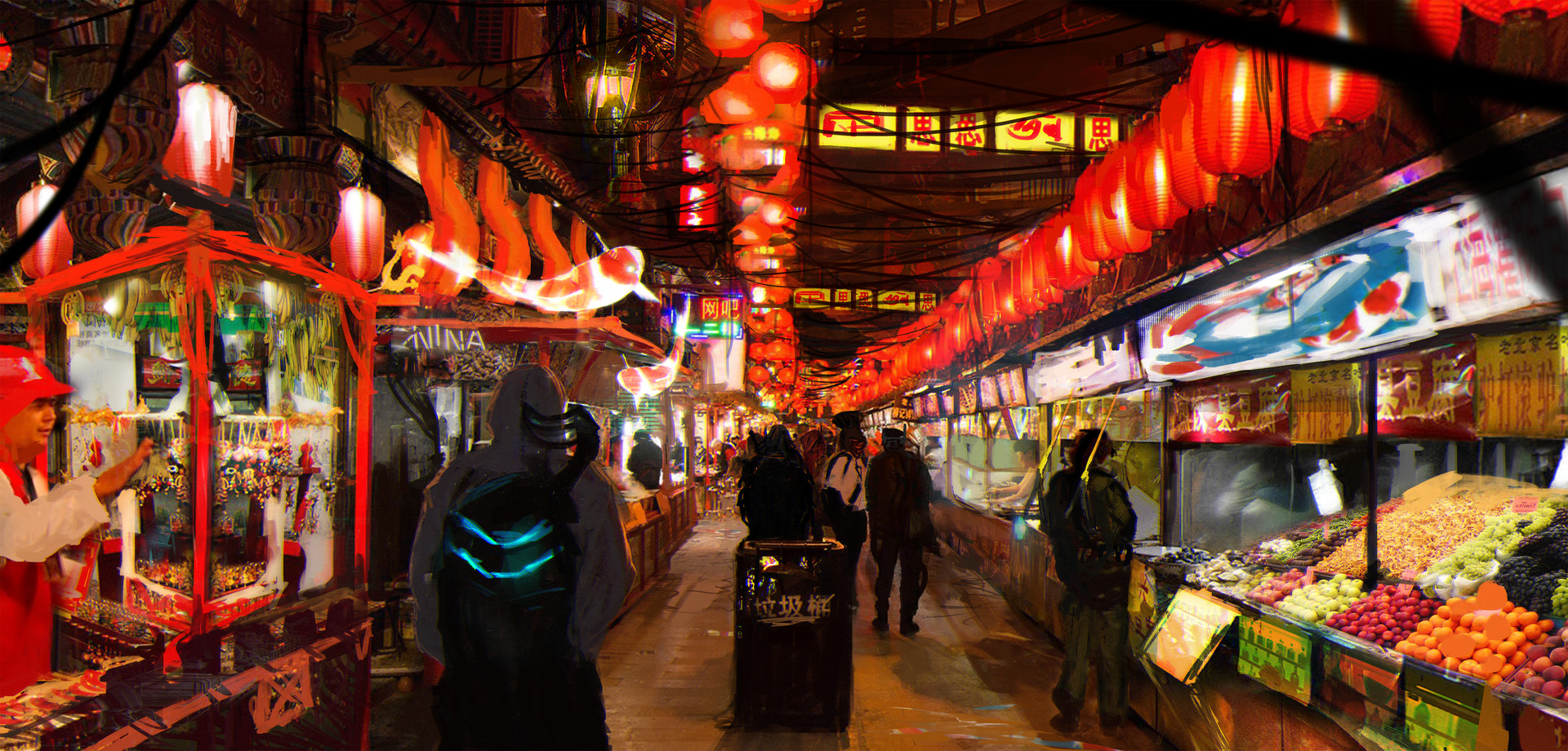 Artstation Cyberpunk Market Rutger Van De Steeg