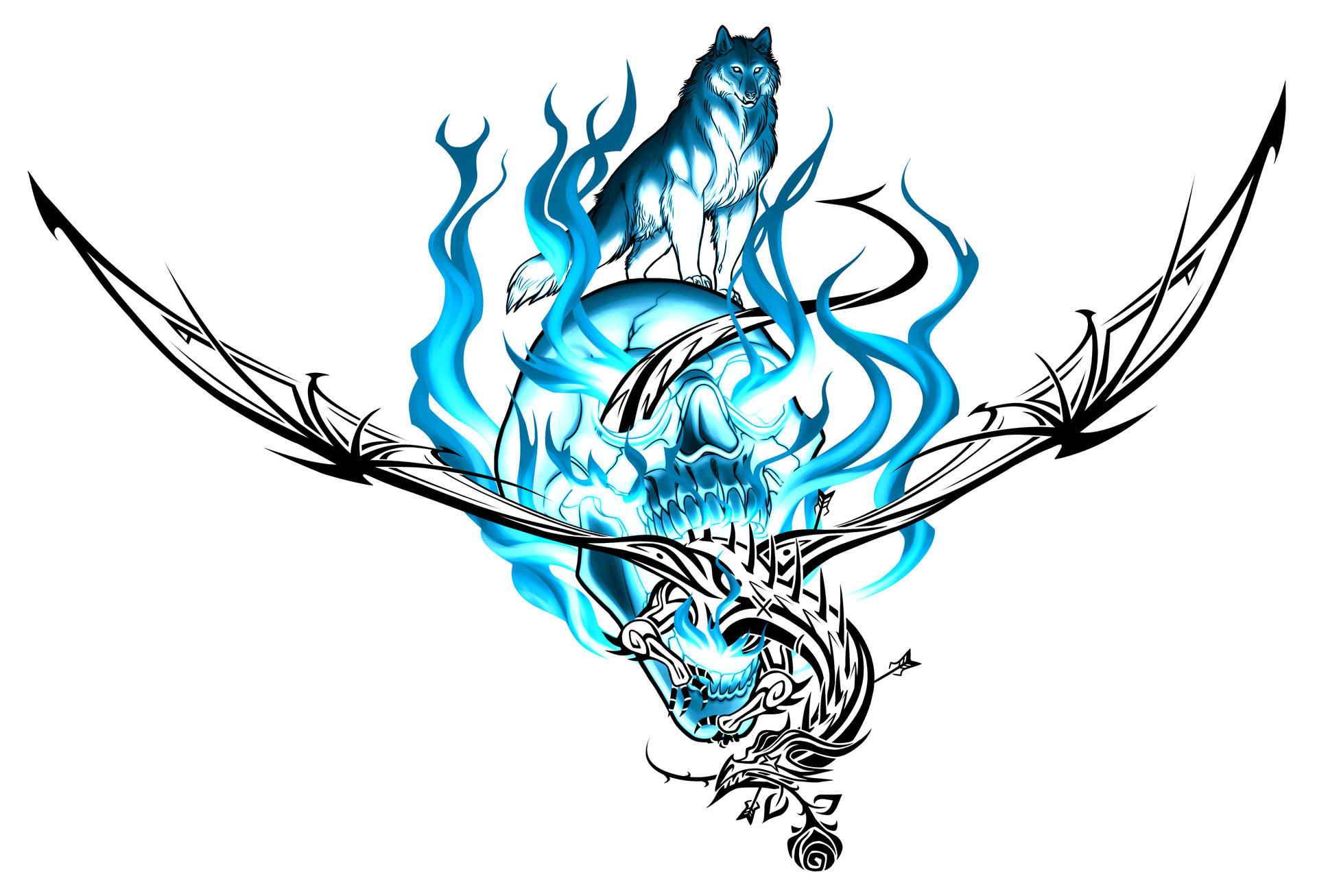 Wolf And Dragon Tribal