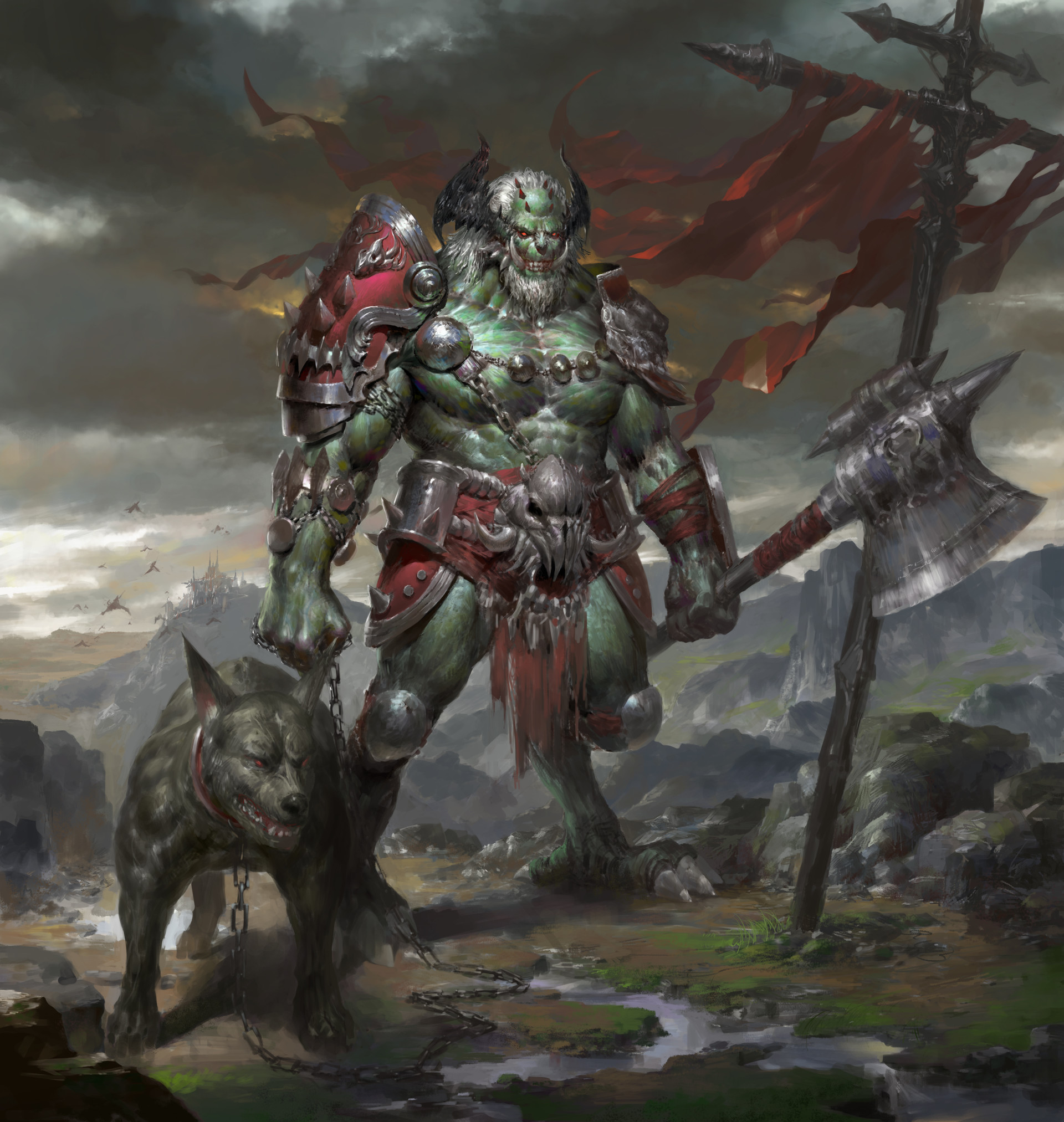 Полуорк днд. Орк рыцарь арт. Орк рыцарь. Warhammer 40k orks army. Орк в броне арт.