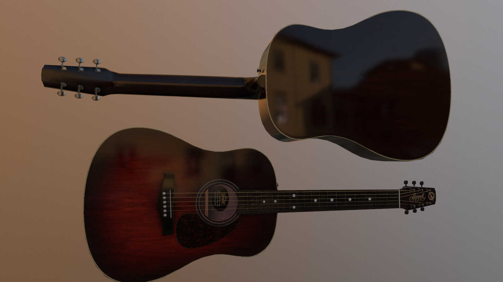 Seagull S6 acoustic guitar
Polygon count - 5.2k
Texture resolution - 2k+512
