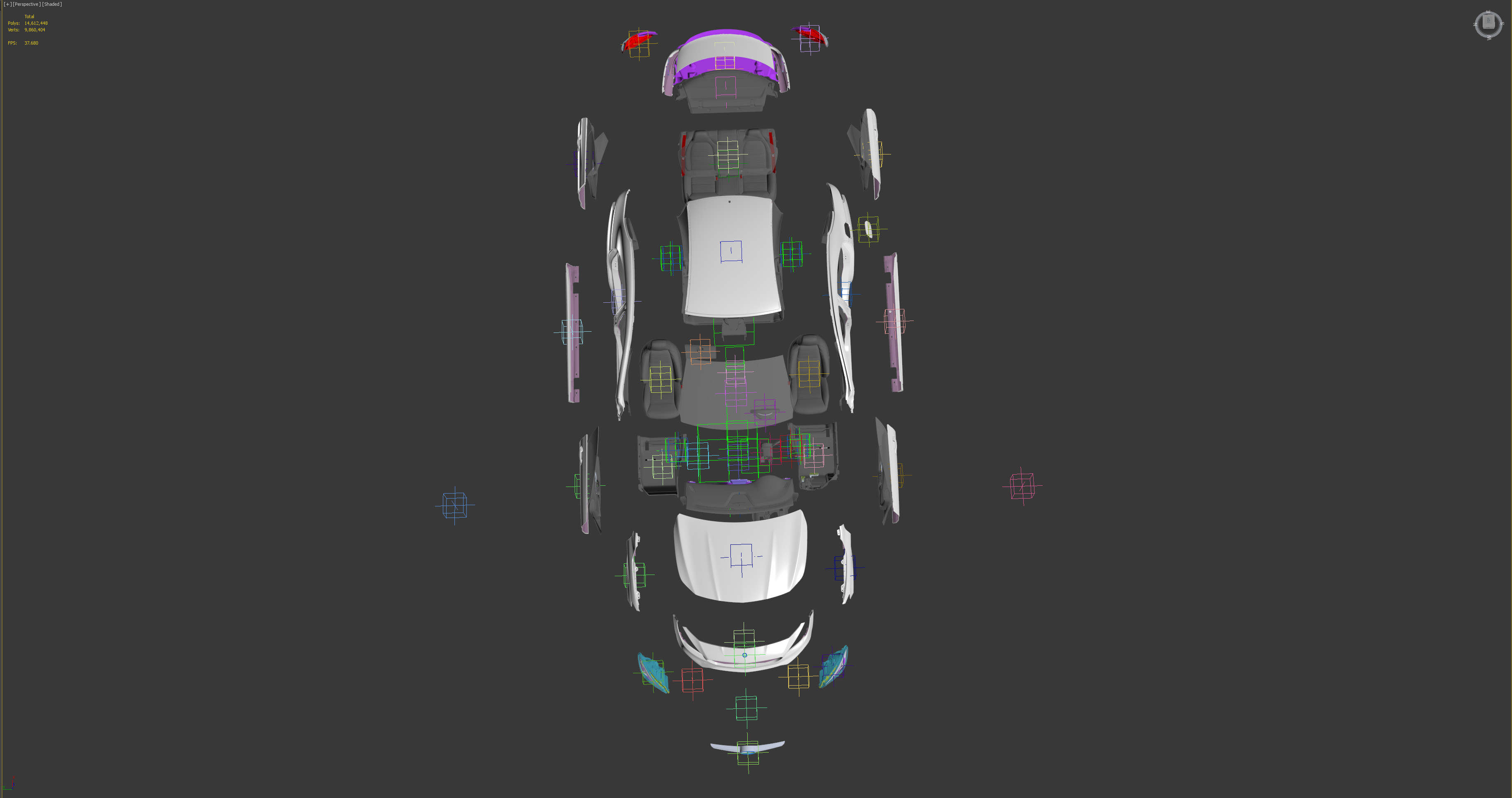 Viewport image showing helper's Artists had to create in order to control explode state in Unity.