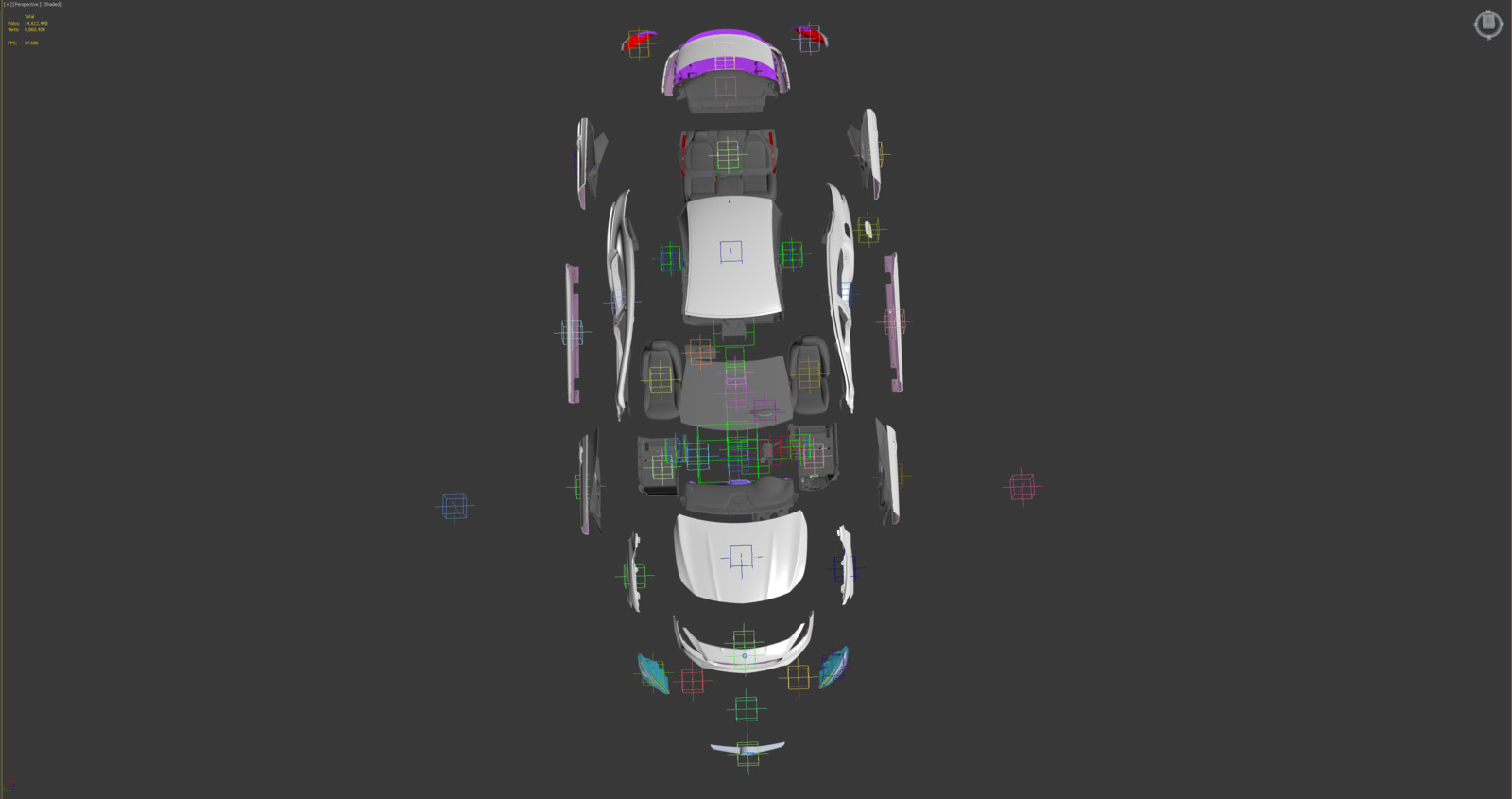 Viewport image showing helper's Artists had to create in order to control explode state in Unity.