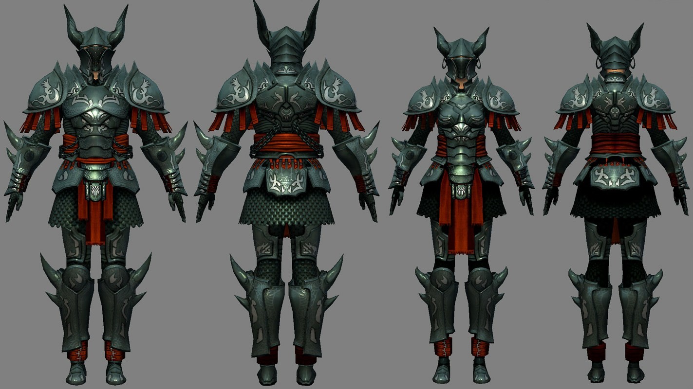 I modeled and textured the armorset based on a design by Xia ( https://idrawgirls.com/ ) 