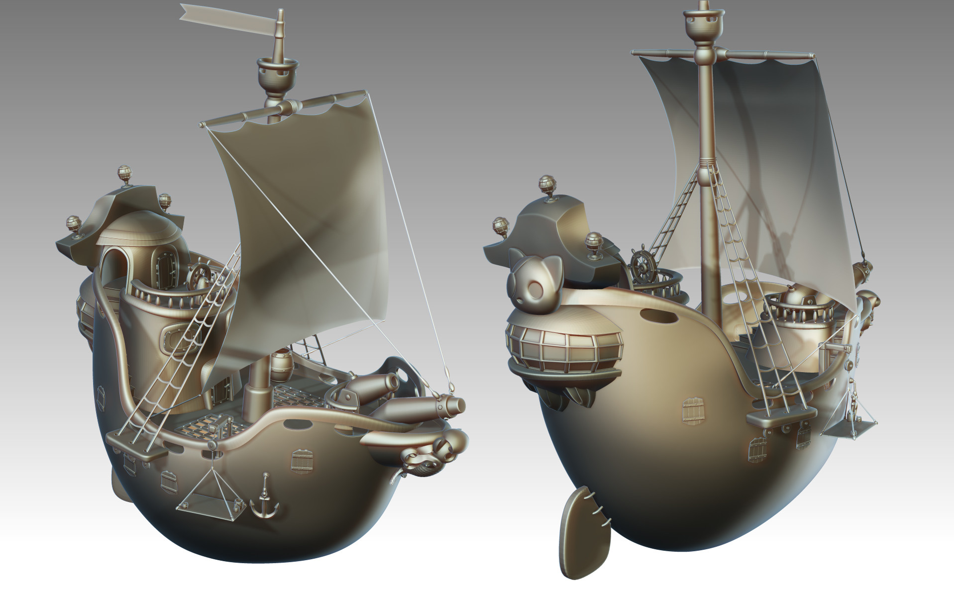 Cartoon pirate ship