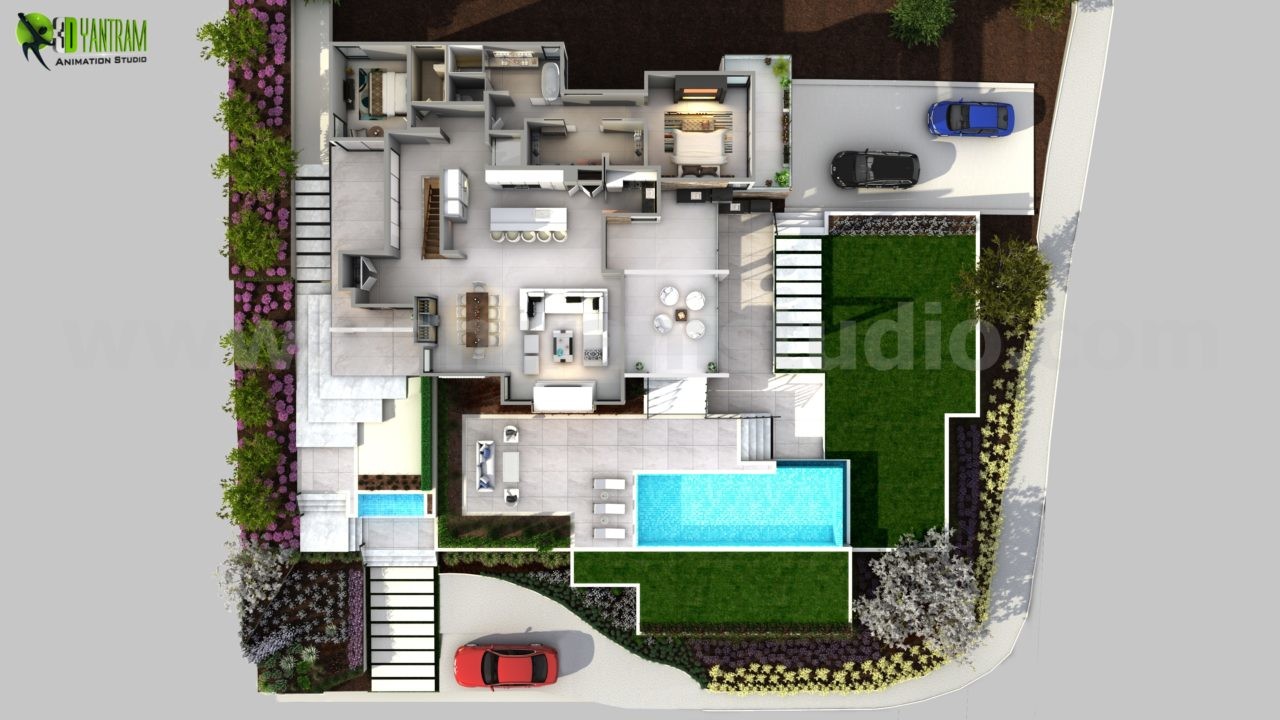 ArtStation 3D Floorplan of Modern  House  by Yantram Floor  