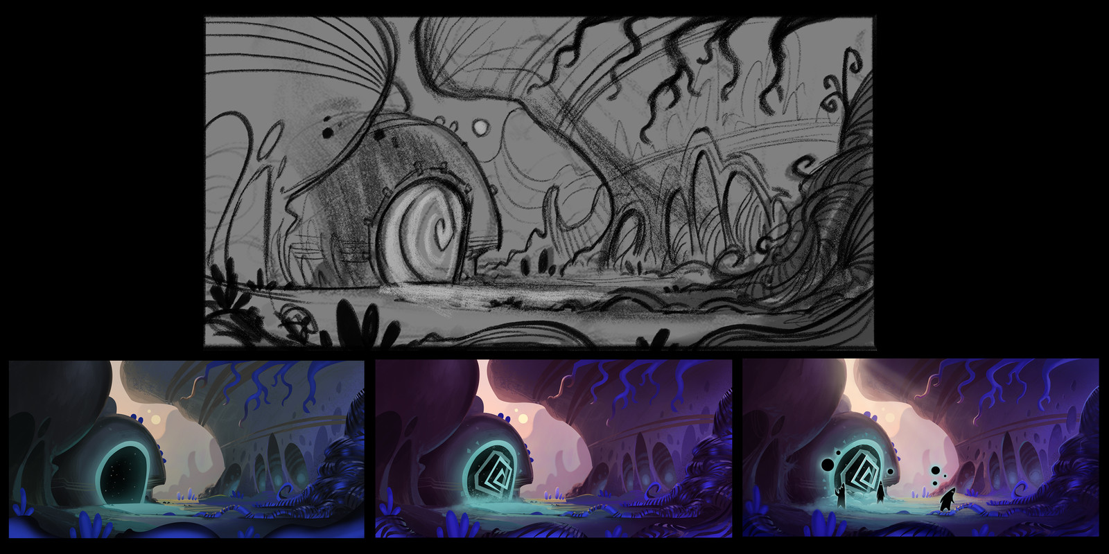One of many sketches, and a few progress shots