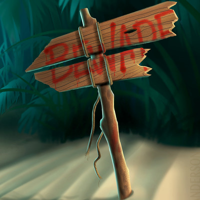 Cody anderson beware beach sign only exp for artstation