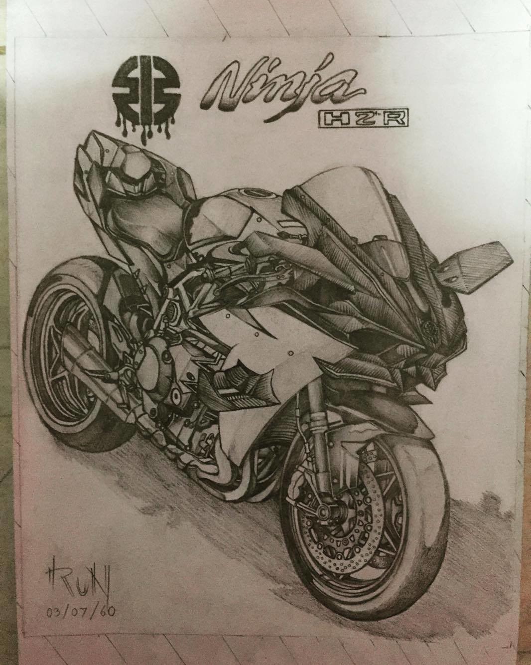 Ninja H2 Motorcycle Line Sketch